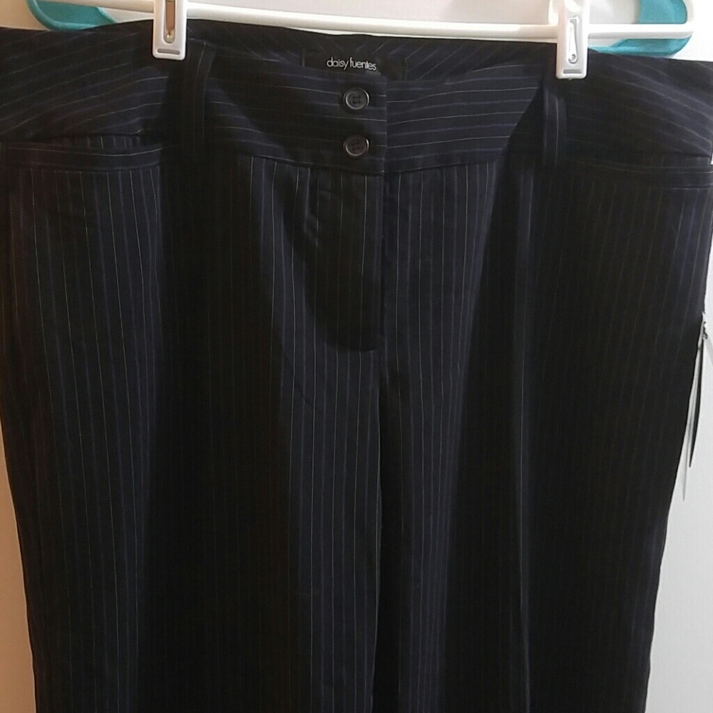 Daisy fuentes pinstripe black purple dress pants